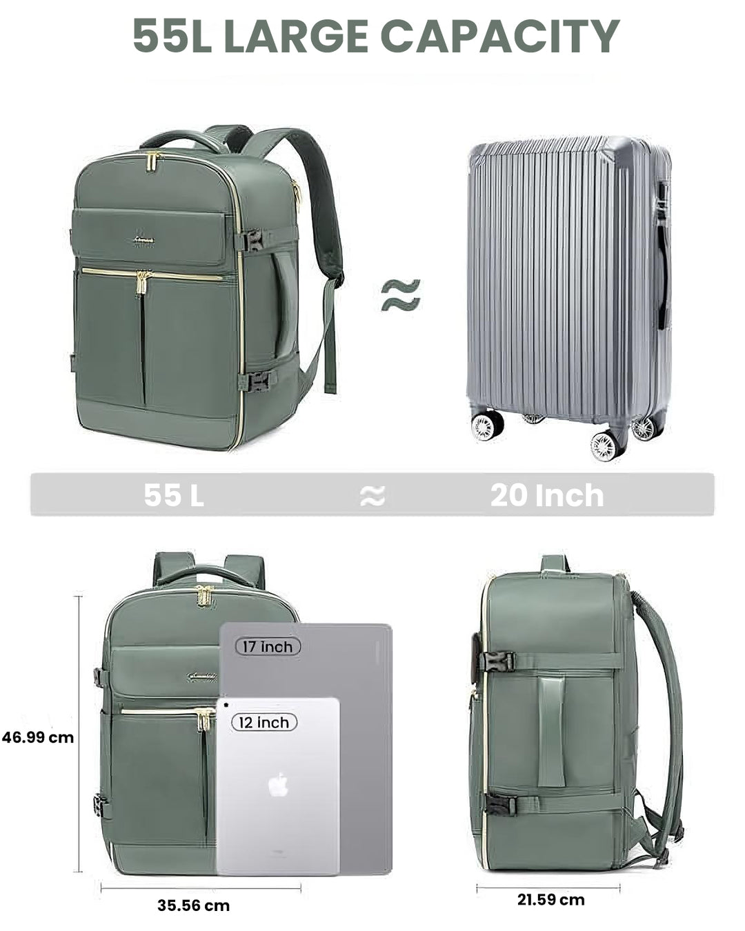 The Kronyx™ Advanced Backpack by Camel Mountain – 55L, Fits Up To 17" Laptop