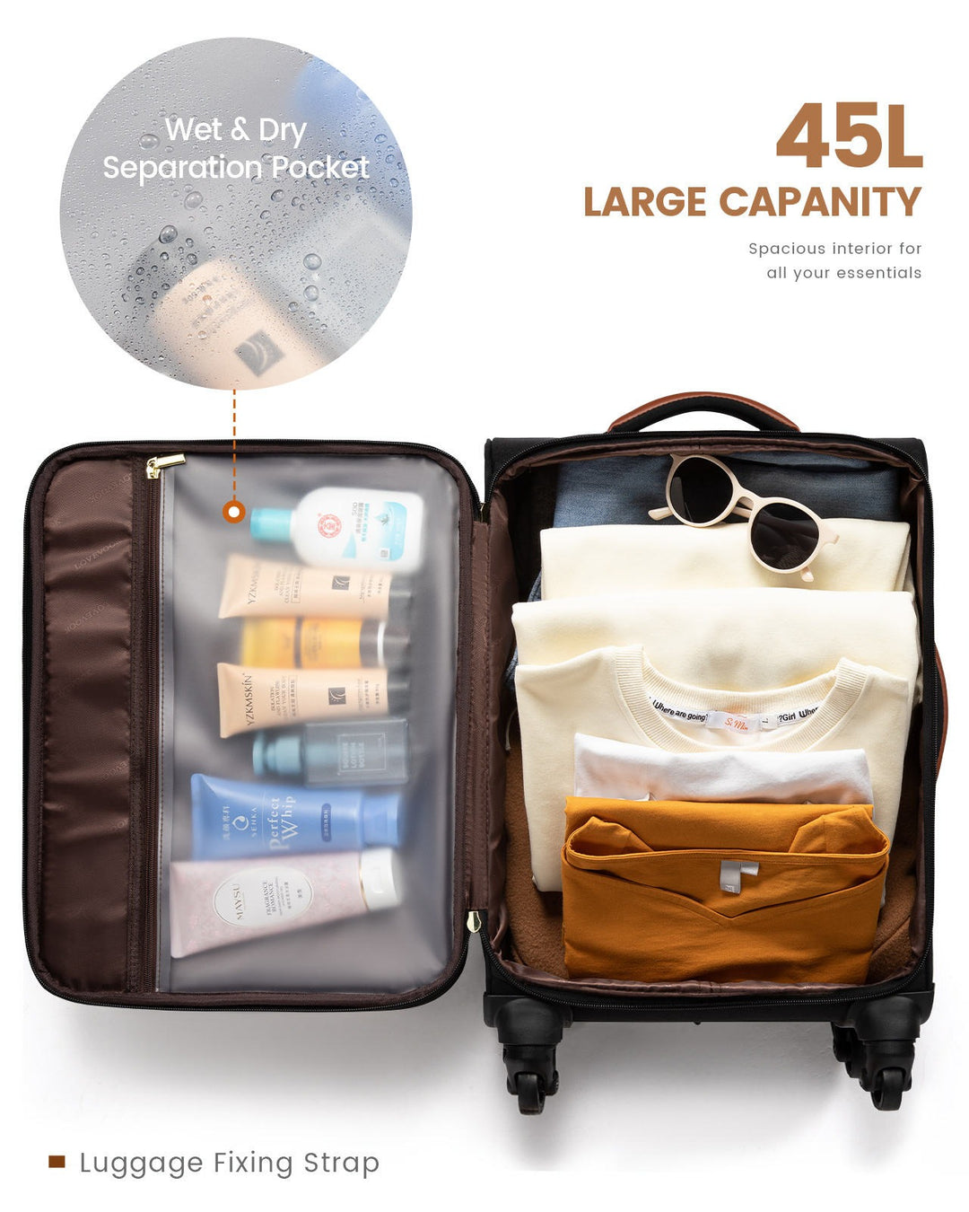 The Zymora™ Prime Suitcase by Camel Mountain – 45L, Fits Up To 16" Laptop