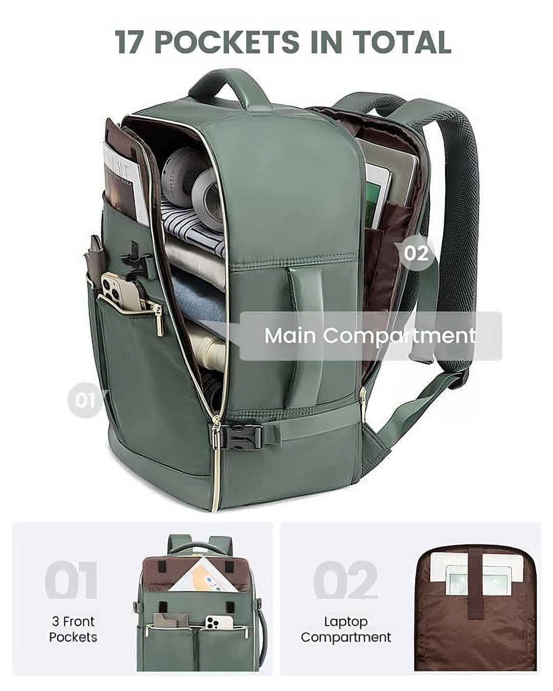 The Kronyx™ Advanced Backpack by Camel Mountain – 55L, Fits Up To 17" Laptop
