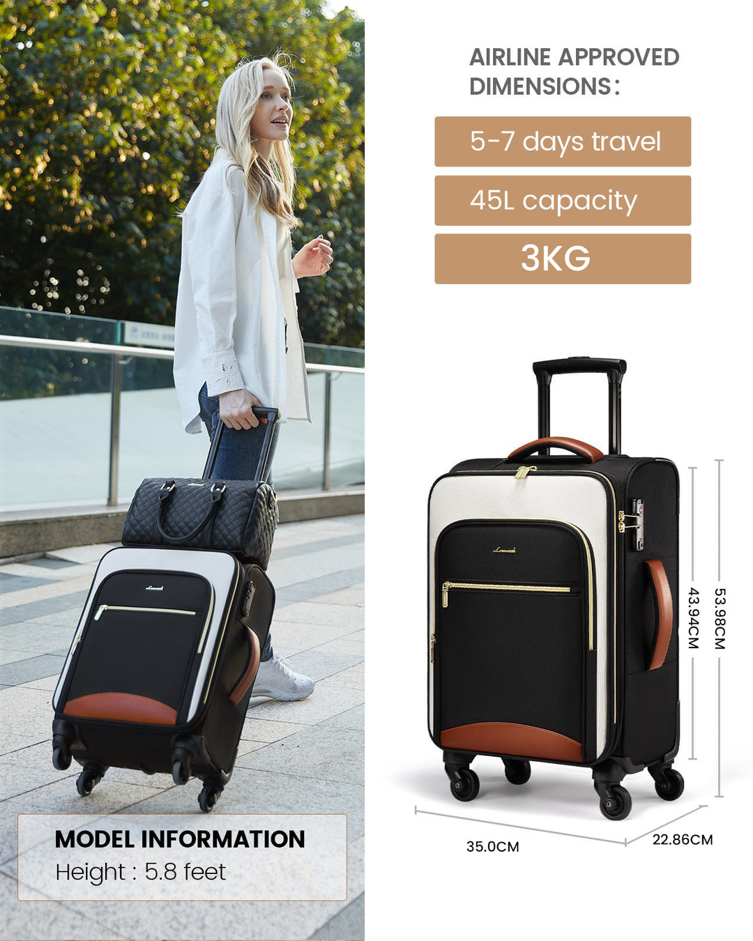 The Zymora™ Prime Suitcase by Camel Mountain – 45L, Fits Up To 16" Laptop
