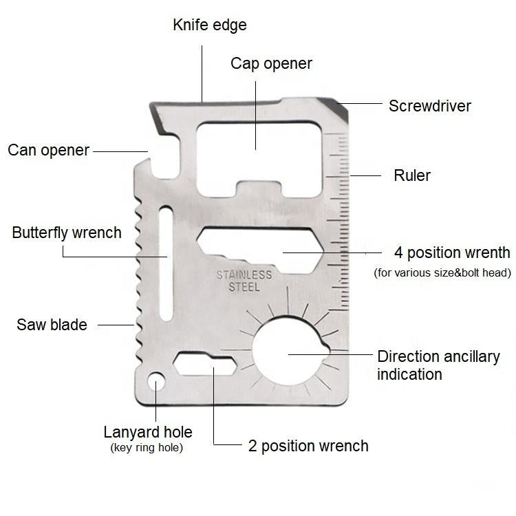 The Xenova™ Ultra Card Knife by Camel Mountain – 11-in-1 Stainless Steel Pocket Tool