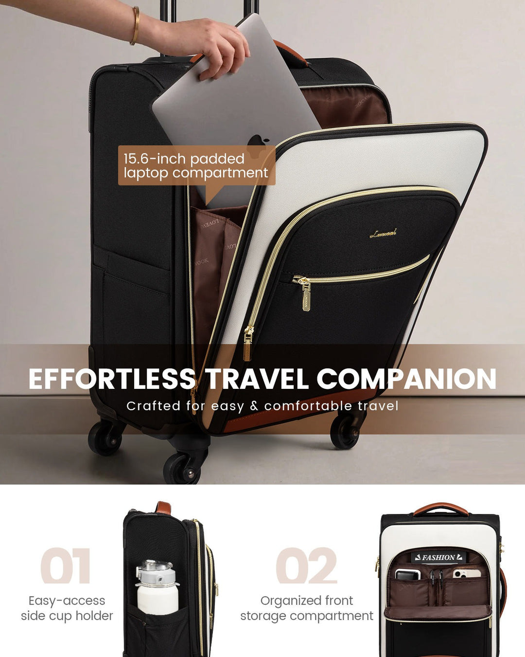 The Zymora™ Prime Suitcase by Camel Mountain – 45L, Fits Up To 16" Laptop
