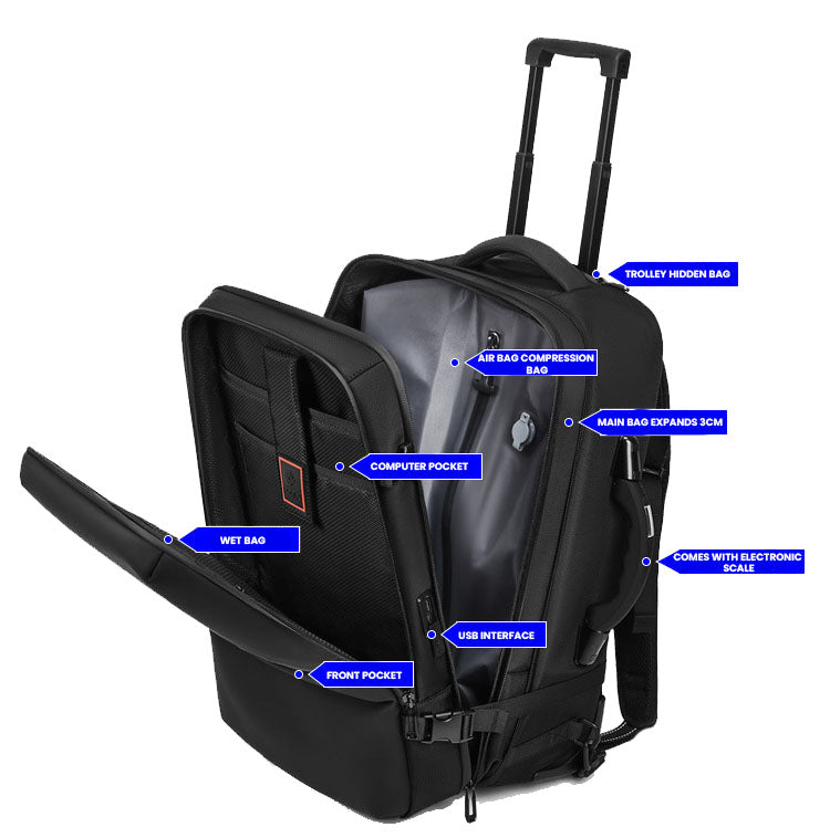 The Nexa™ Turbo Vacuum Backpack by Camel Mountain – 55L, Fits Up To 17" Laptop