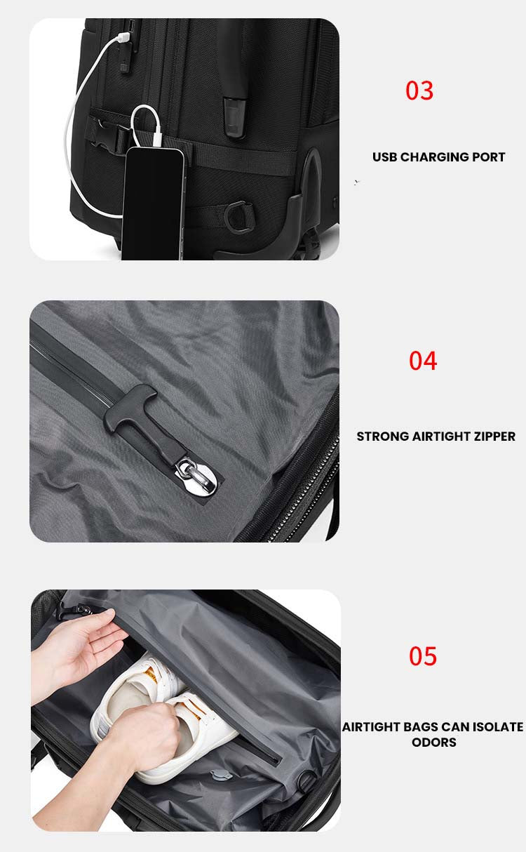 The Nexa™ Turbo Vacuum Backpack by Camel Mountain – 55L, Fits Up To 17" Laptop