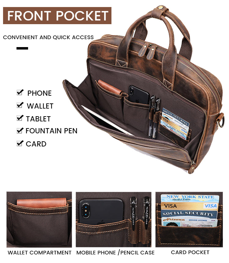 The Valley™ Max Bag – Genuine Leather Laptop Bag, 10L, Fits 15.6" Laptop