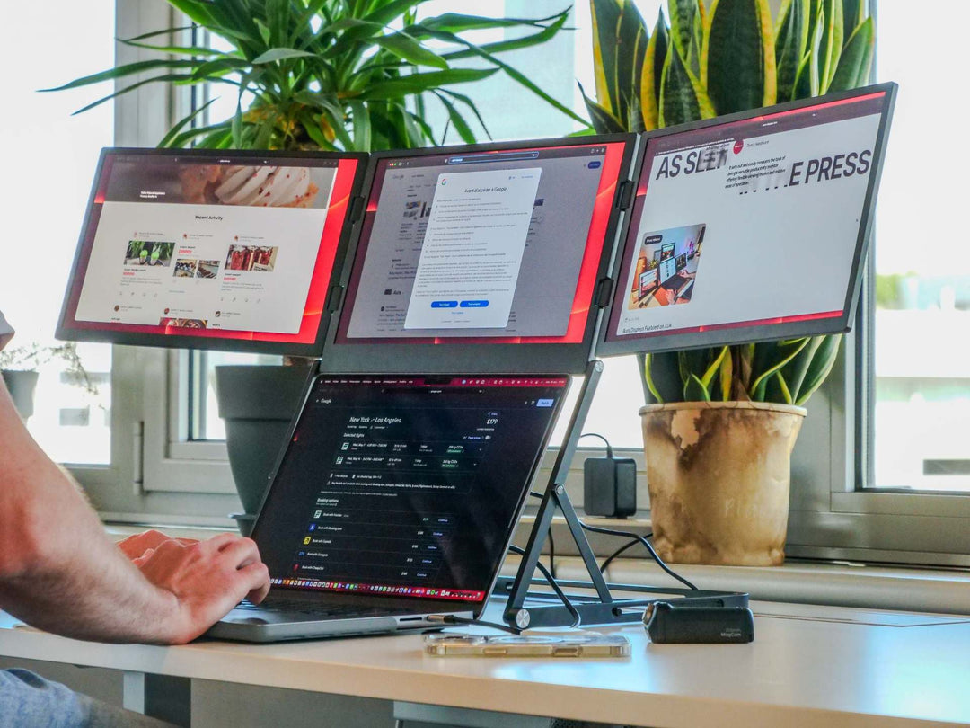 The Kyzelorn™ TriView Pro Laptop Monitor by Camel Mountain - Portable Triple USB Monitor System – Fits 14" / 15.6" / 18.5" Laptops