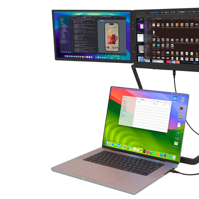 The Kyzelorn™ TriView Pro Laptop Monitor by Camel Mountain - Portable Triple USB Monitor System – Fits 14" / 15.6" / 18.5" Laptops