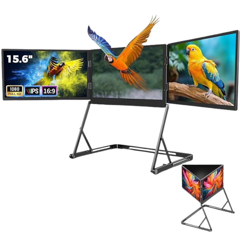 The Kyzelorn™ TriView Pro Laptop Monitor by Camel Mountain - Portable Triple USB Monitor System – Fits 14" / 15.6" / 18.5" Laptops