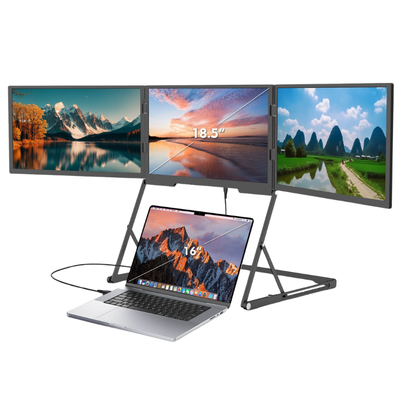 The Kyzelorn™ TriView Pro Laptop Monitor by Camel Mountain - Portable Triple USB Monitor System – Fits 14" / 15.6" / 18.5" Laptops