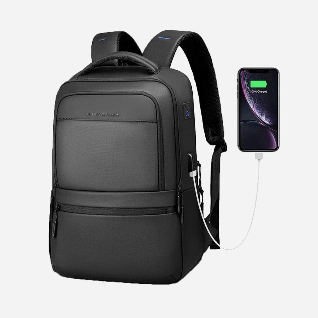 USB charging black business backpack