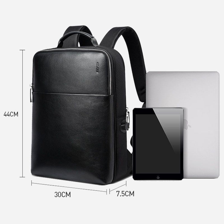 Leather black business backpack