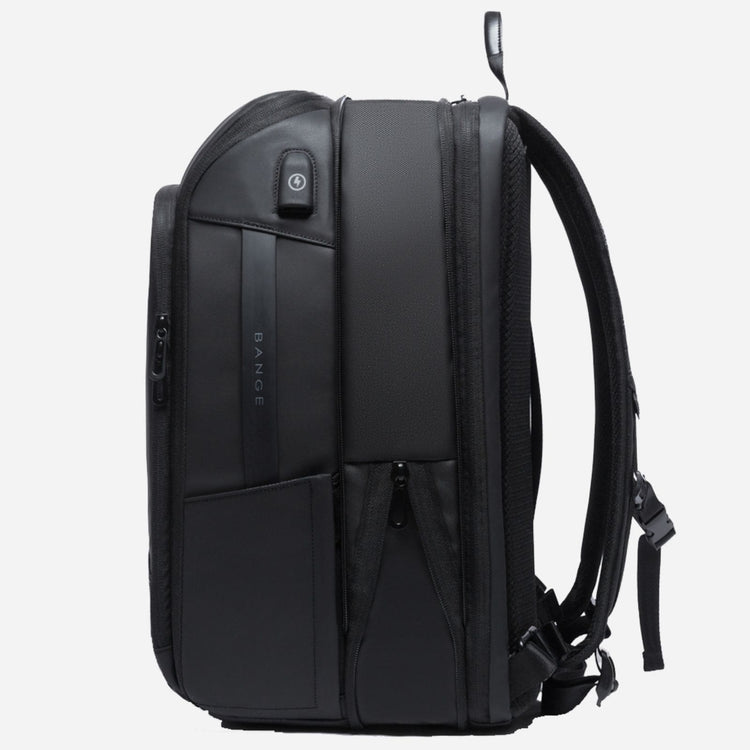 Expandable black business travel backpack